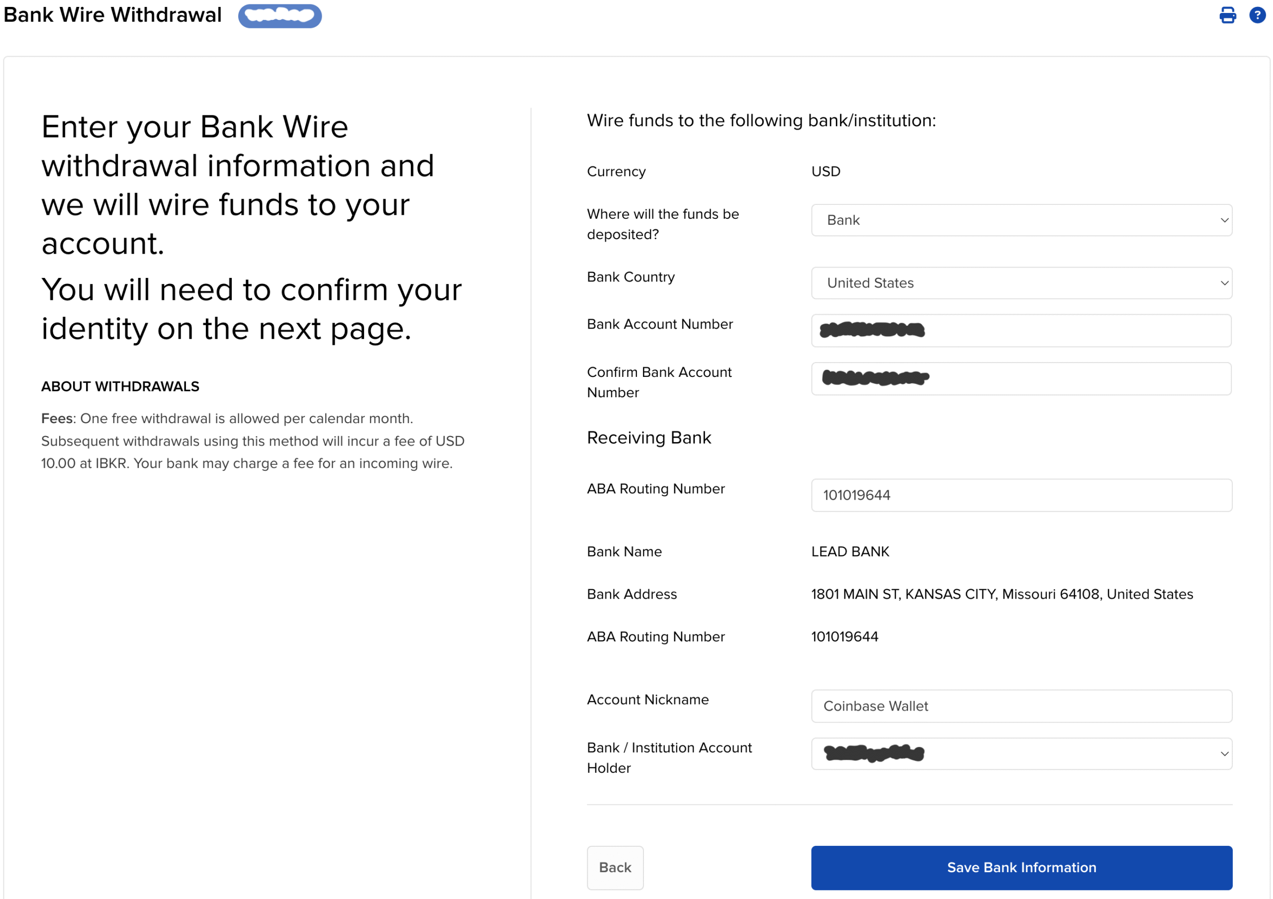 Interactive Brokers bank wire withdrawal form